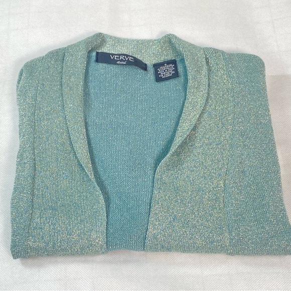 Verve Shiny Green Cropped Sweater Size S - Picture 6 of 6